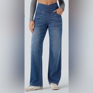 Halara Flex Denim Crossover High Waisted Tummy Control Jeans (Brand new w/ tags)